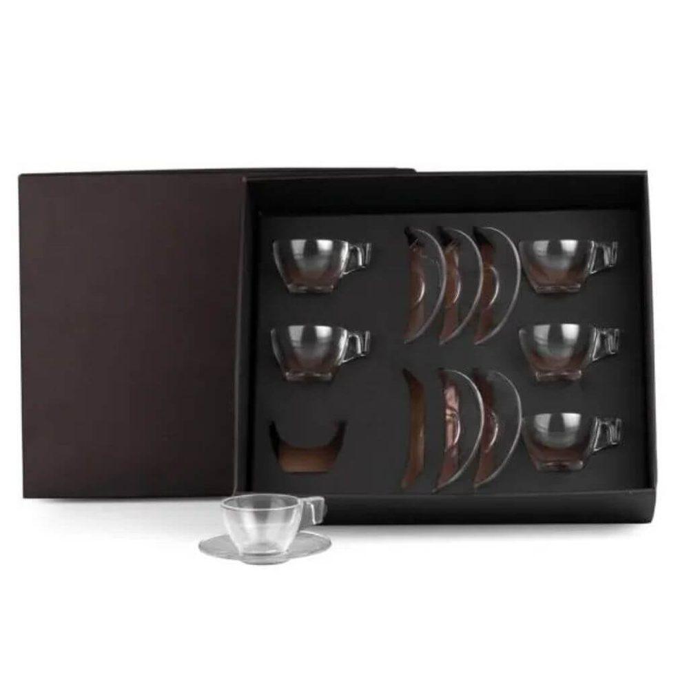 Jogo de Xícaras com Pires 90ml GO1584 na cor Preto, brinde personalizado Sky Brindes