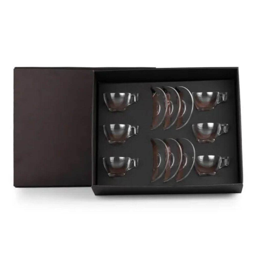 Jogo de Xícaras com Pires 90ml GO1584 na cor Preto, brinde personalizado Sky Brindes