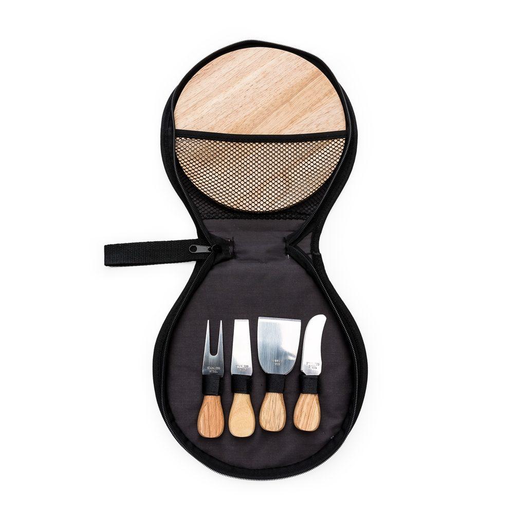 Kit queijo c 5 peças bolsa c ziper GO1595 na cor Preto, brinde personalizado Sky Brindes