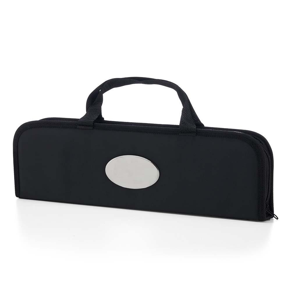 Kit churrasco 9 peças GO1598 na cor Preto, brinde personalizado Sky Brindes