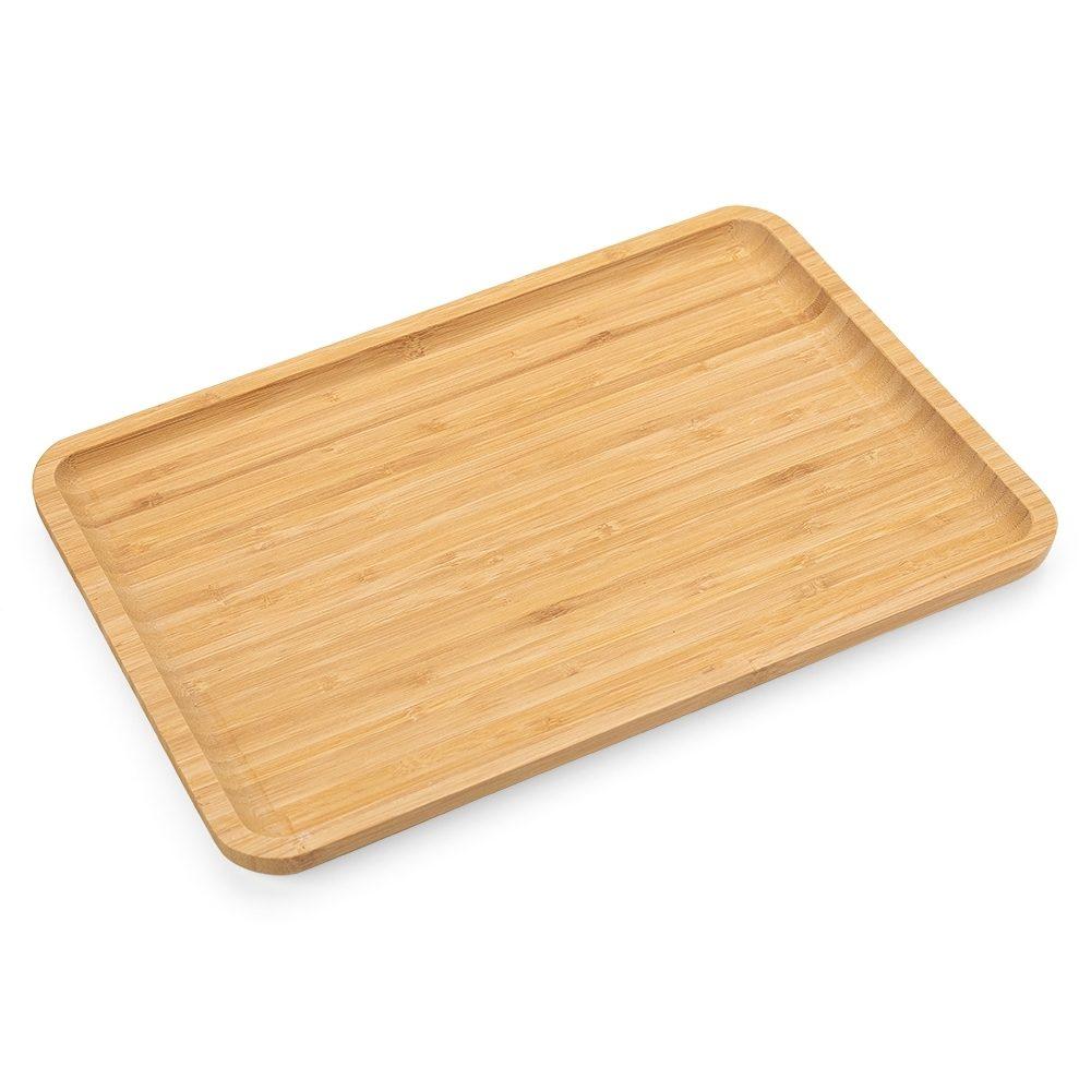 Petisqueira de bambu 36*24cm GO1601 na cor Madeira e inox, brinde personalizado Sky Brindes