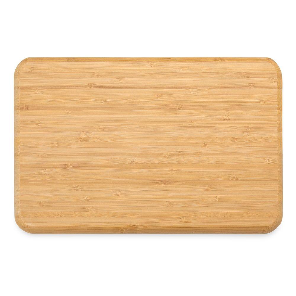Petisqueira de bambu 36*24cm GO1601 na cor Madeira e inox, brinde personalizado Sky Brindes