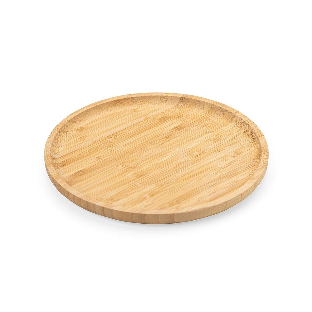 Petisqueira redonda de bambu 25*25cm GO1602 na cor Madeira e inox, brinde personalizado Sky Brindes