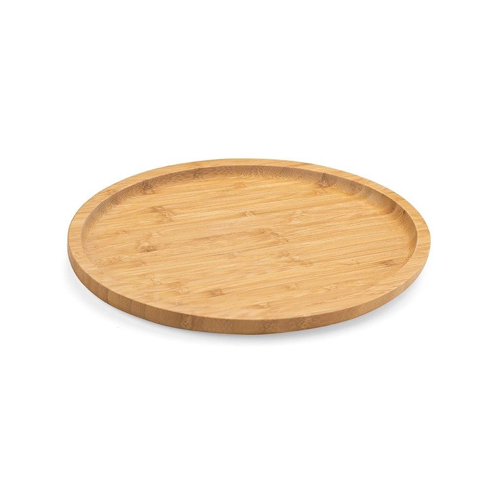 Petisqueira oval de bambu 28,5*20,5cm GO1604 na cor Madeira e inox, brinde personalizado Sky Brindes