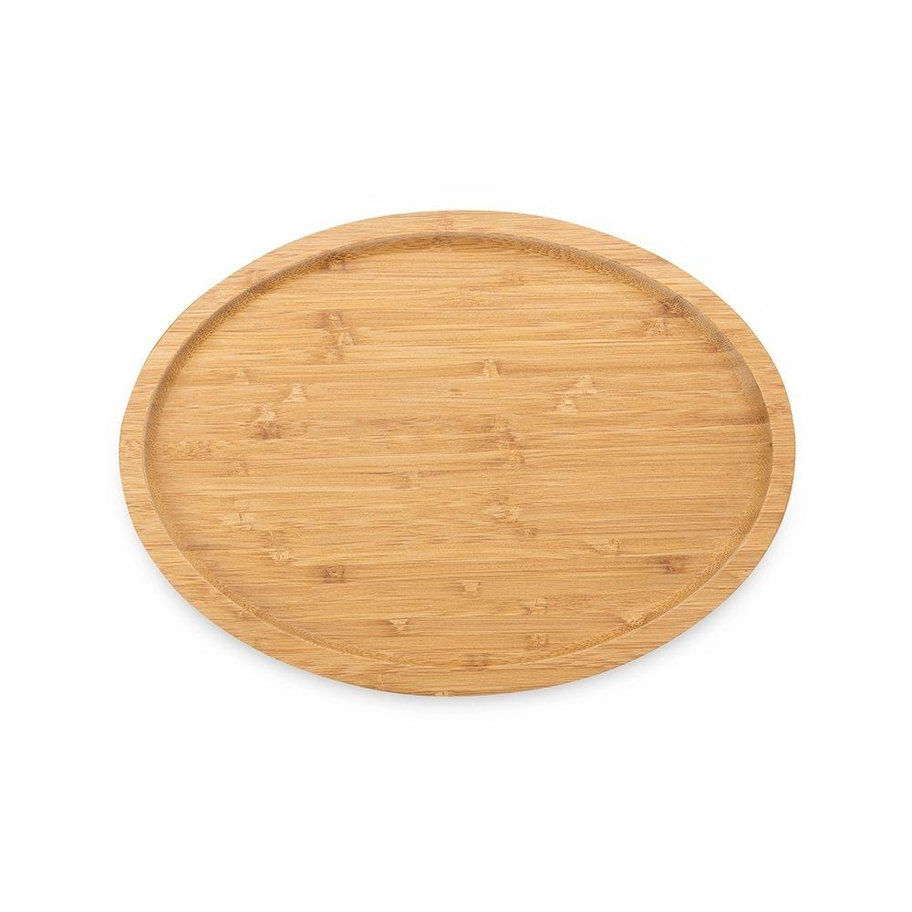Petisqueira oval de bambu 28,5*20,5cm GO1604 na cor Madeira e inox, brinde personalizado Sky Brindes