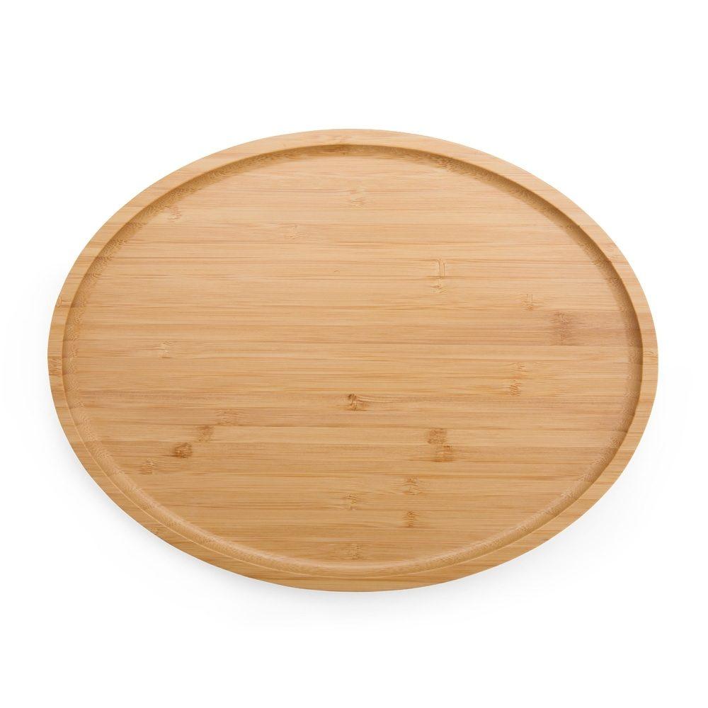 Petisqueira de bambu GO1605 na cor Madeira e inox, brinde personalizado Sky Brindes