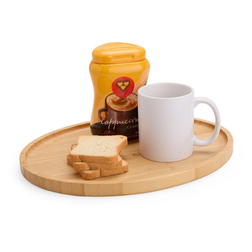 Petisqueira de bambu GO1605 na cor Madeira e inox, brinde personalizado Sky Brindes