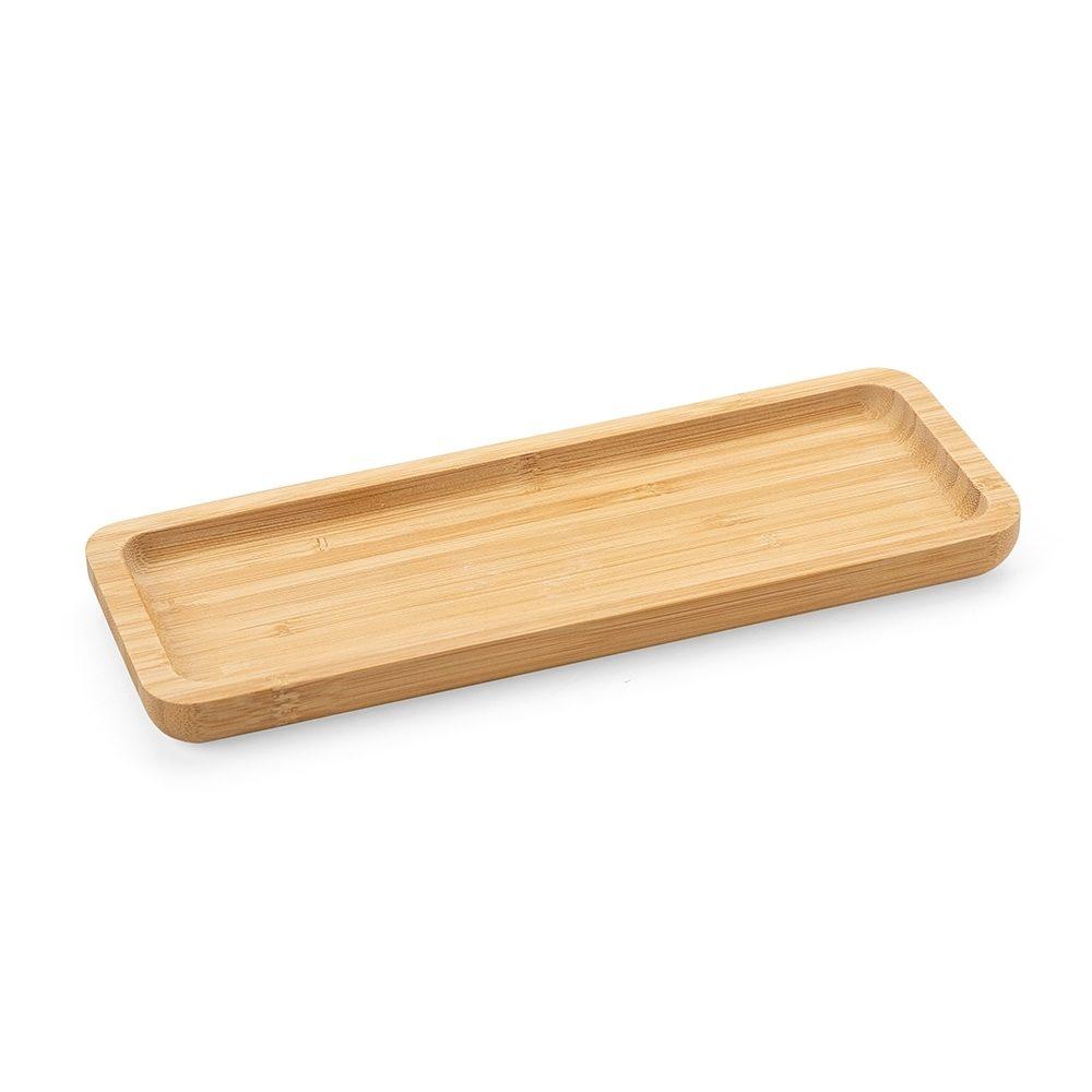 Petisqueira retangular de bambu 26*10cm GO1607 na cor Madeira e inox, brinde personalizado Sky Brindes