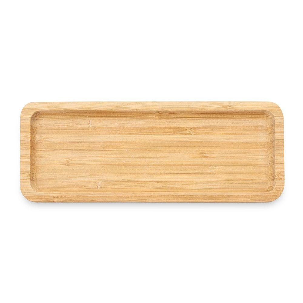 Petisqueira retangular de bambu 26*10cm GO1607 na cor Madeira e inox, brinde personalizado Sky Brindes