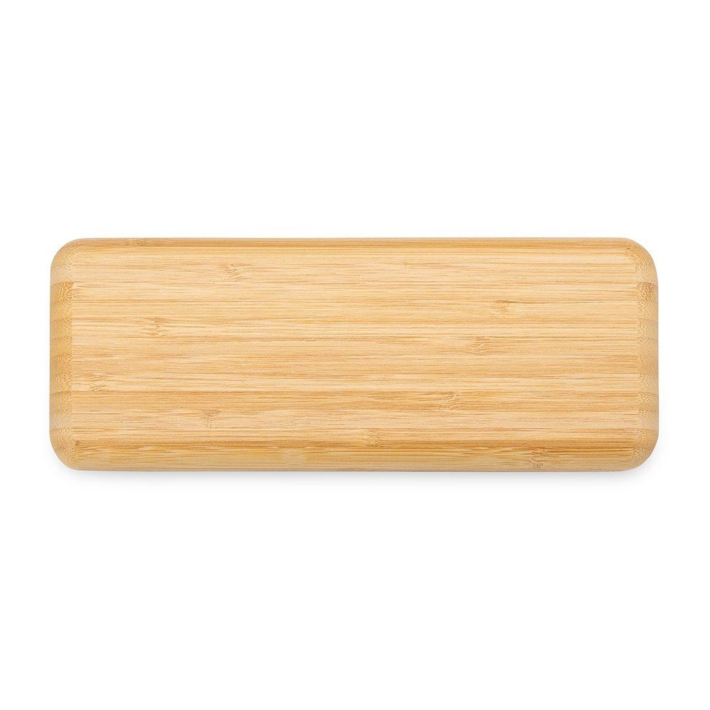 Petisqueira retangular de bambu 26*10cm GO1607 na cor Madeira e inox, brinde personalizado Sky Brindes