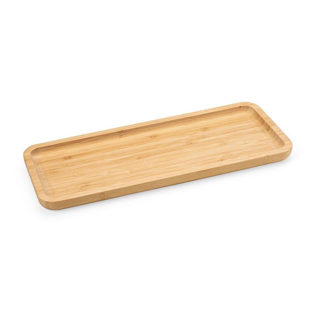 Petisqueira retangular de bambu 36*15cm GO1608 na cor Madeira e inox, brinde personalizado Sky Brindes