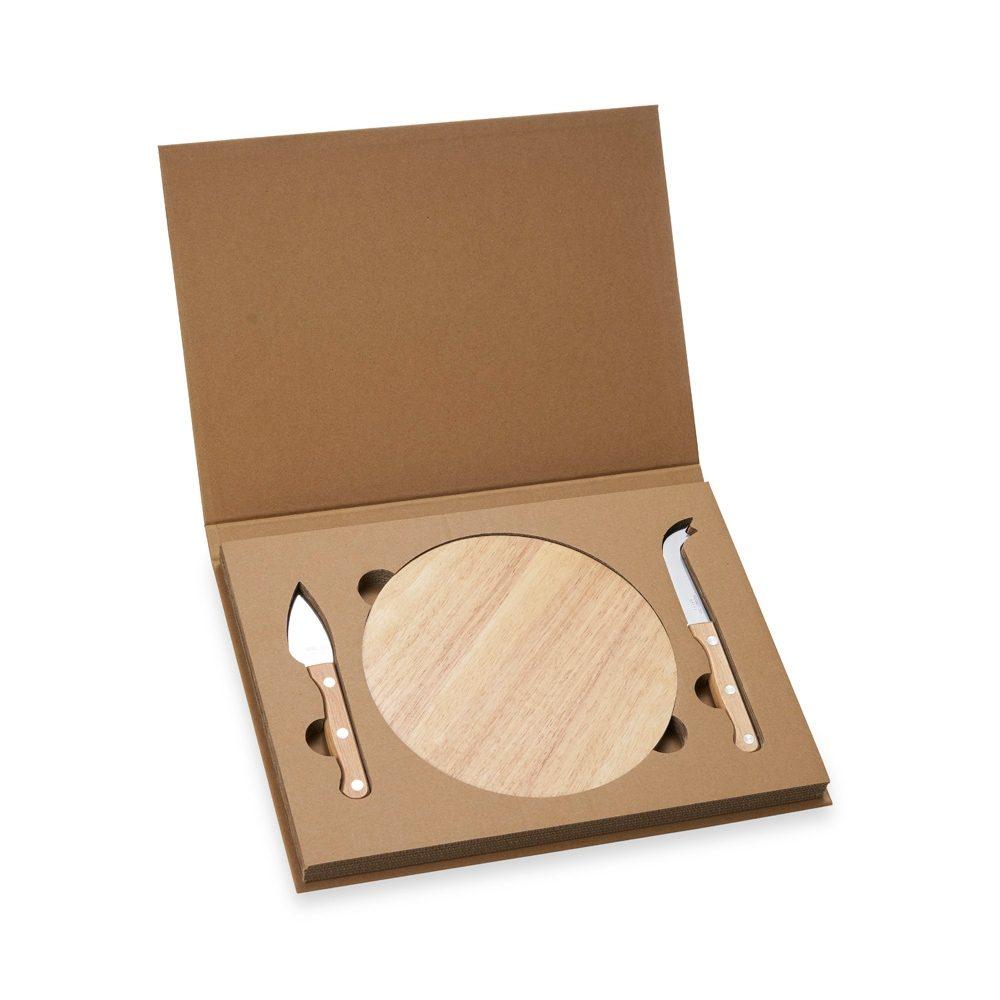 Kit p queijo 3 pçs GO1609 na cor Marrom, brinde personalizado Sky Brindes
