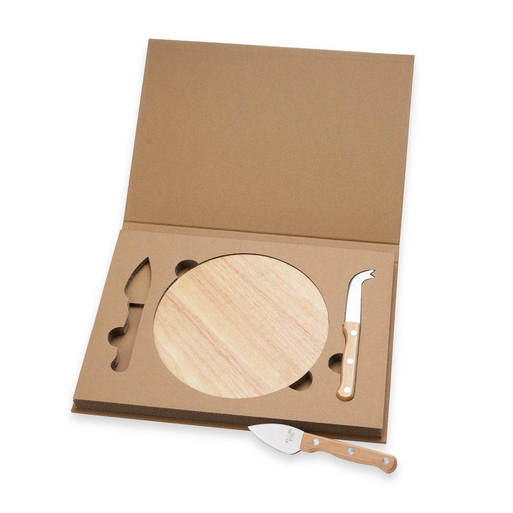 Kit p queijo 3 pçs GO1609 na cor Marrom, brinde personalizado Sky Brindes
