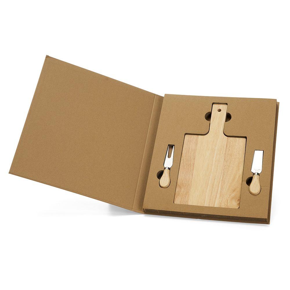 Kit p queijo 3 pçs GO1613 na cor Kraft, brinde personalizado Sky Brindes