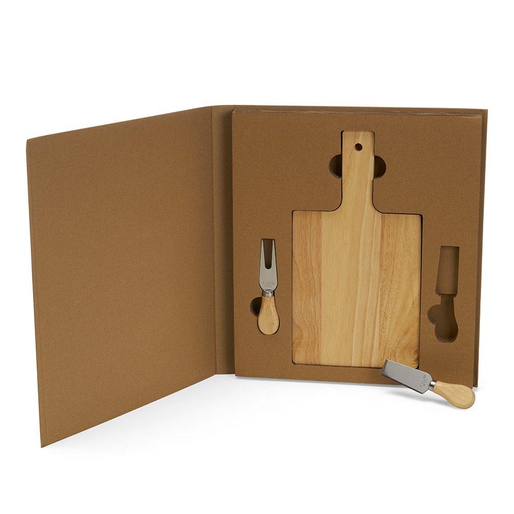 Kit p queijo 3 pçs GO1613 na cor Kraft, brinde personalizado Sky Brindes