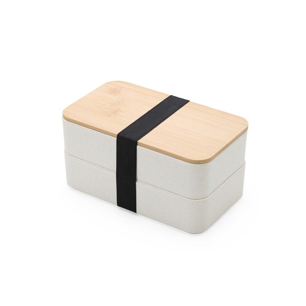 Marmita dupla fibra bambu GO1625 na cor Bege, brinde personalizado Sky Brindes