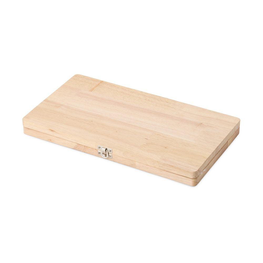 Kit churrasco 4 peças GO1628 na cor Madeira e inox, brinde personalizado Sky Brindes