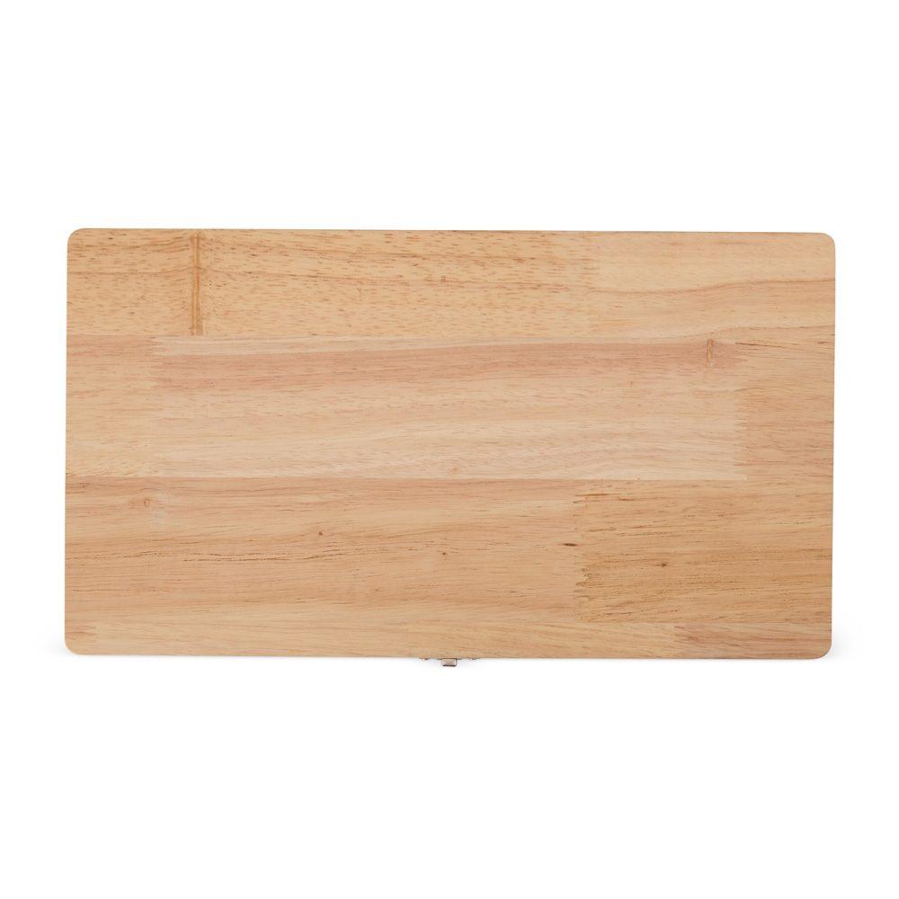 Kit churrasco 4 peças GO1628 na cor Madeira e inox, brinde personalizado Sky Brindes
