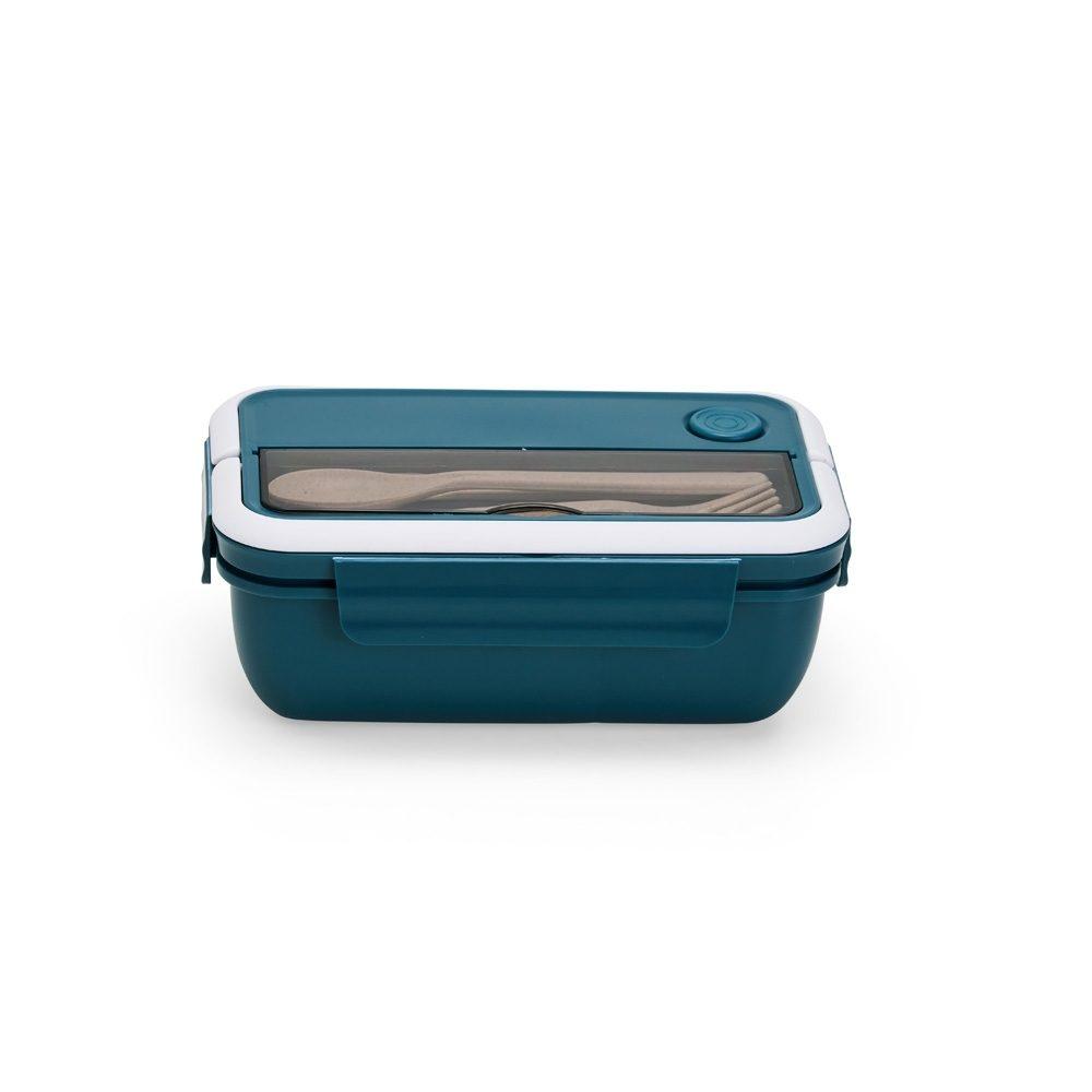 Marmita hermética 1 litro GO1639 na cor Azul e prata, brinde personalizado Sky Brindes