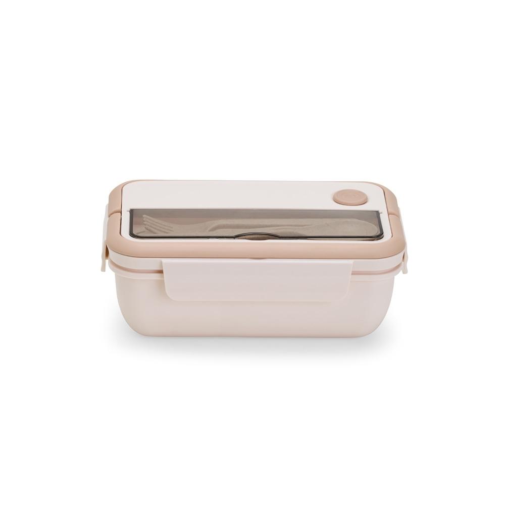Marmita hermética 1 litro GO1639 na cor Bege, brinde personalizado Sky Brindes