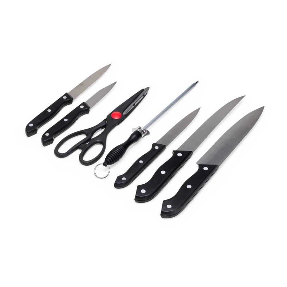 Kit churrasco 7 peças GO1645 na cor Preto, brinde personalizado Sky Brindes