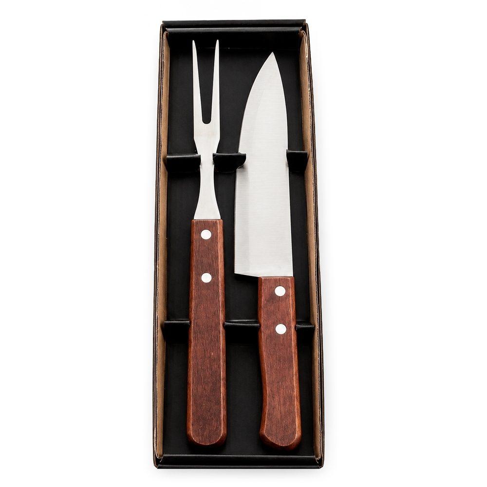 Kit churrasco 2 peças GO1647 na cor Preto, brinde personalizado Sky Brindes