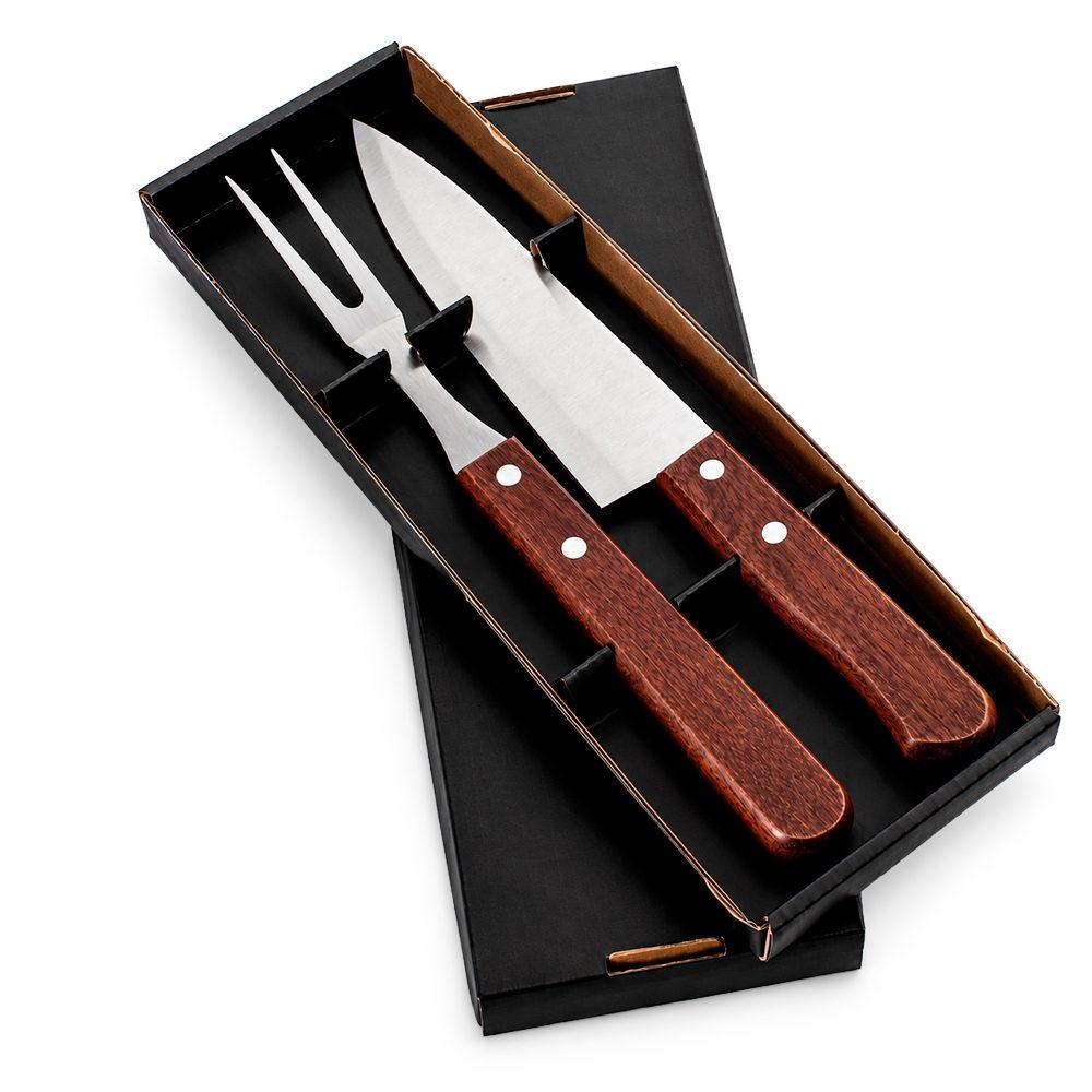 Kit churrasco 2 peças GO1647 na cor Preto, brinde personalizado Sky Brindes