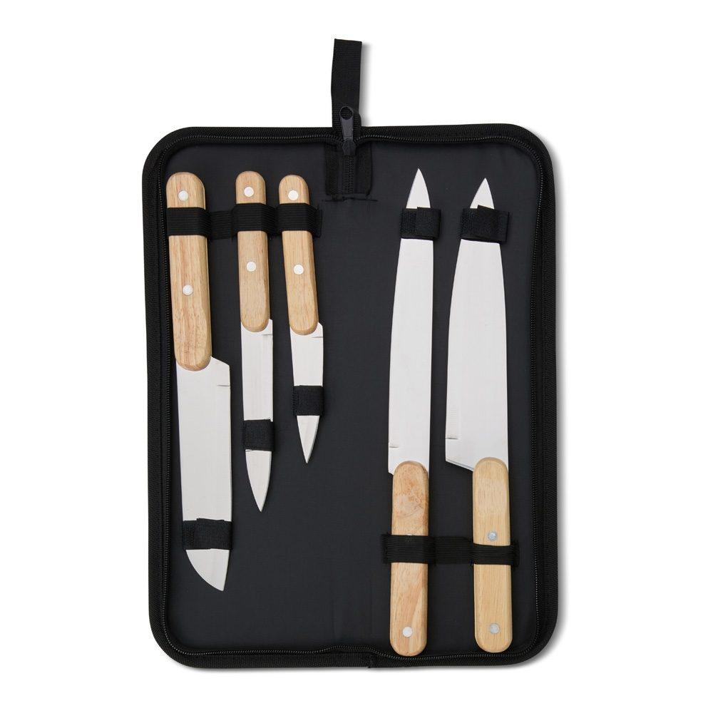 Kit churrasco 5 peças GO1650 na cor Preto, brinde personalizado Sky Brindes