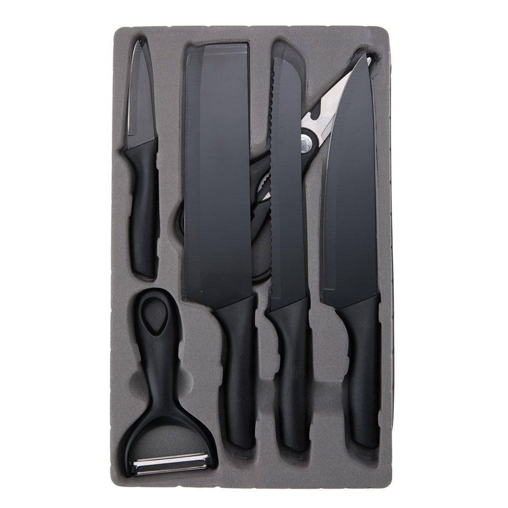 Kit facas 6 peças GO1655 na cor Preto, brinde personalizado Sky Brindes