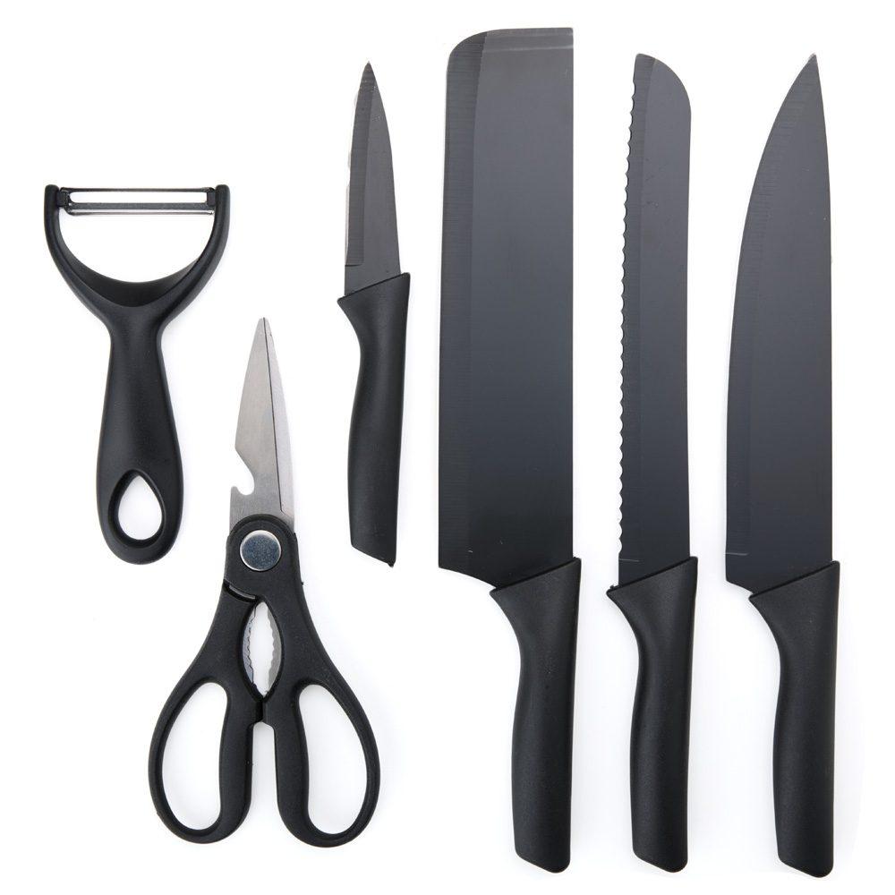 Kit facas 6 peças GO1655 na cor Preto, brinde personalizado Sky Brindes