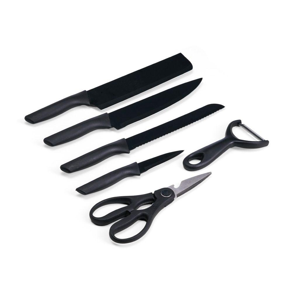 Kit facas 6 peças GO1655 na cor Preto, brinde personalizado Sky Brindes