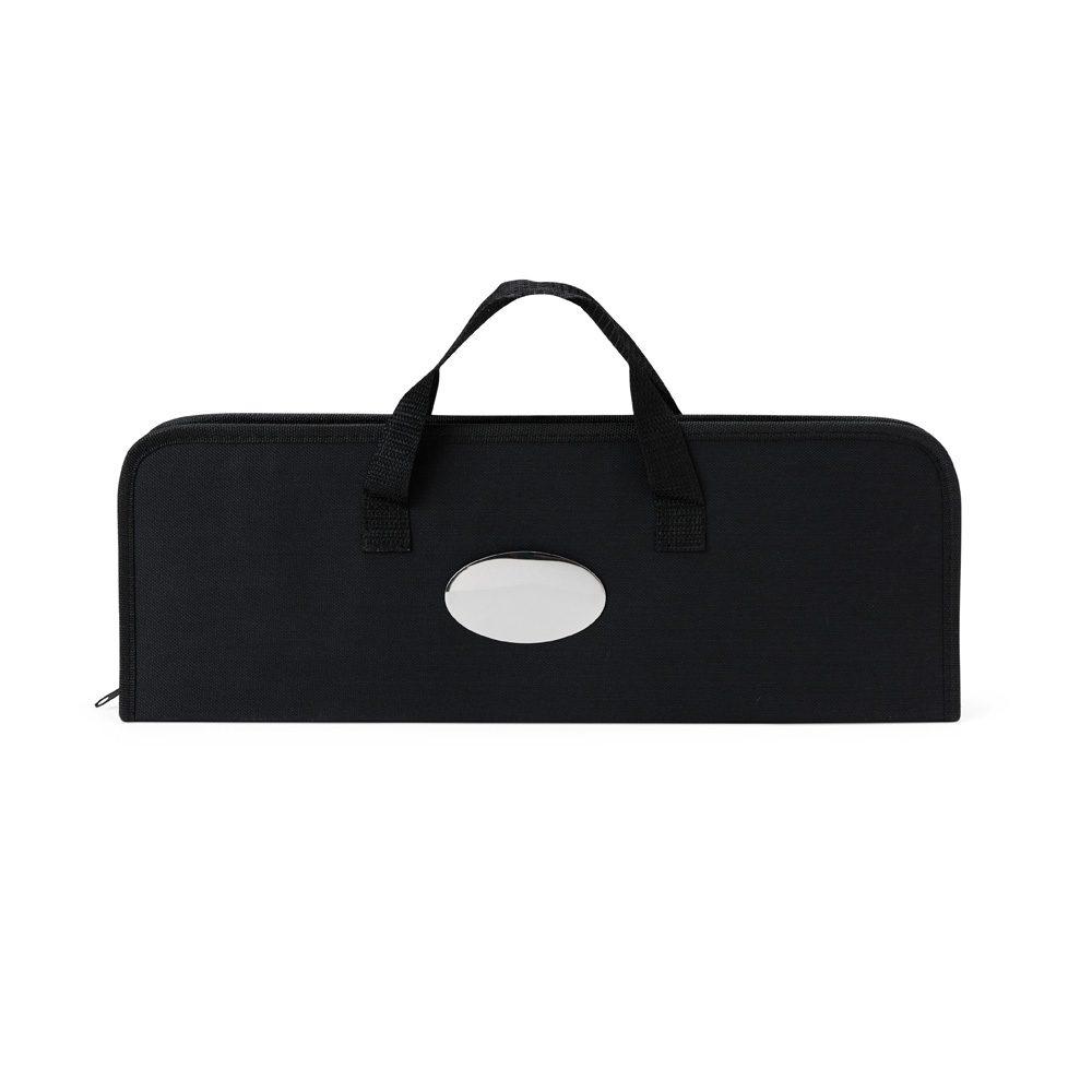 Kit churrasco 9 peças GO1659 na cor Preto, brinde personalizado Sky Brindes
