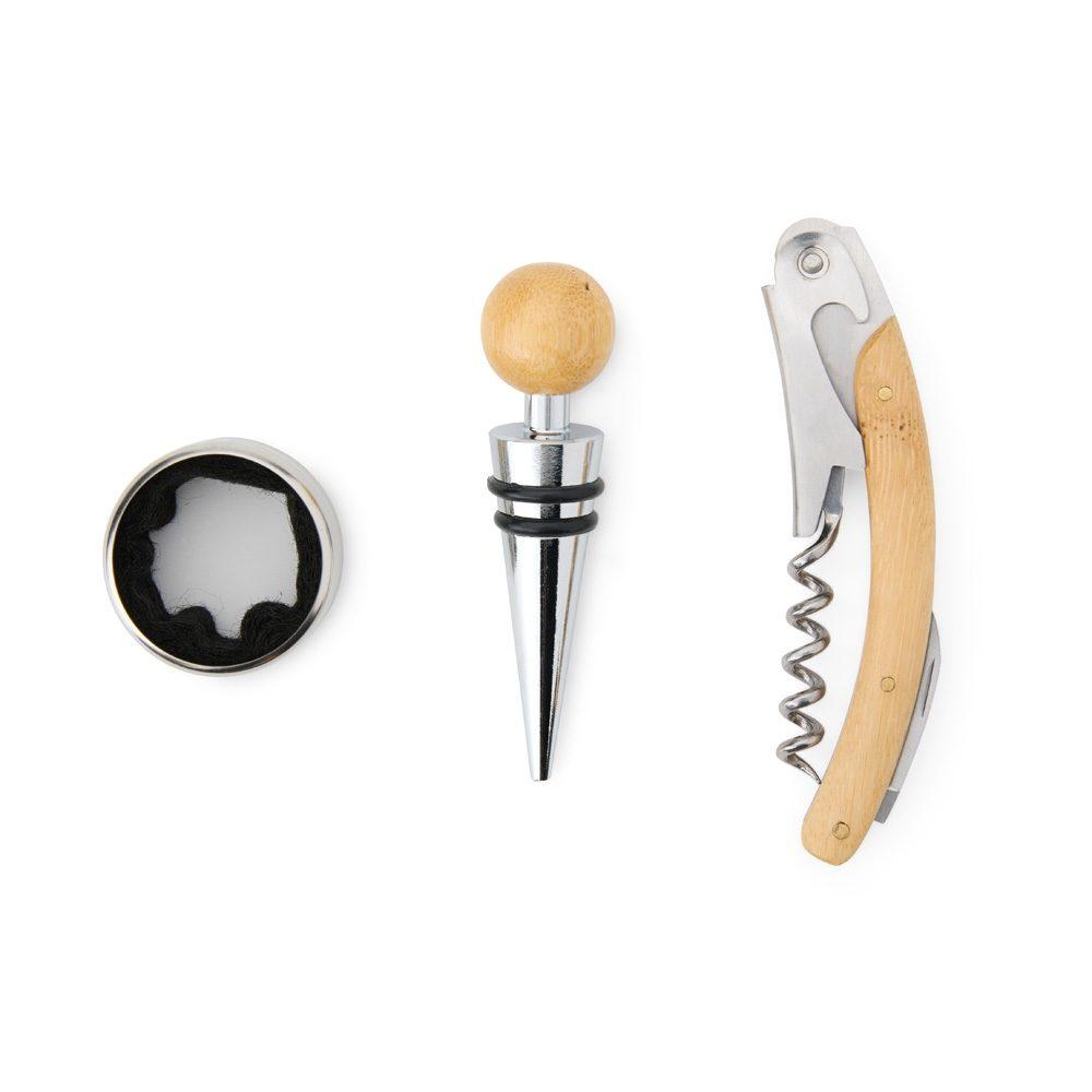Kit vinho bambu 3 peças GO1660 na cor Bambu e bambu, brinde personalizado Sky Brindes