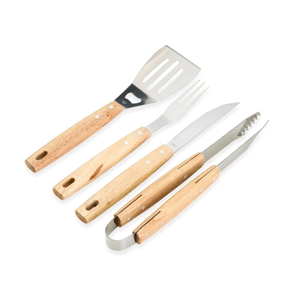 Kit churrasco 4 peças GO1663 na cor Preto, brinde personalizado Sky Brindes