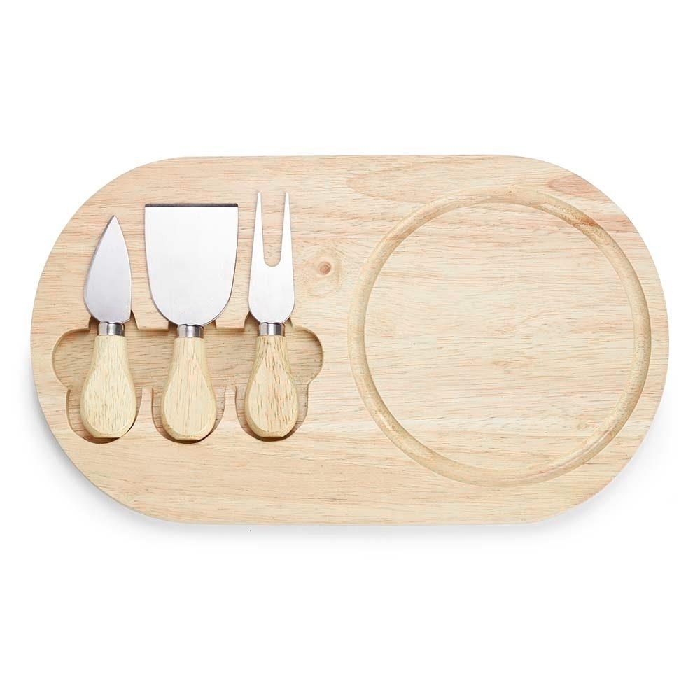 Kit queijo 4 peças GO1665 na cor Bambu e bambu, brinde personalizado Sky Brindes