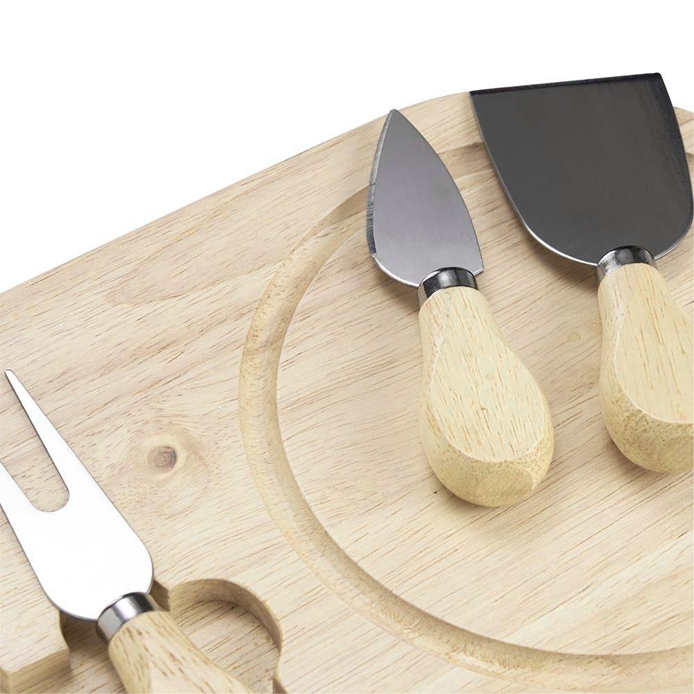 Kit queijo 4 peças GO1665 na cor Bambu e bambu, brinde personalizado Sky Brindes