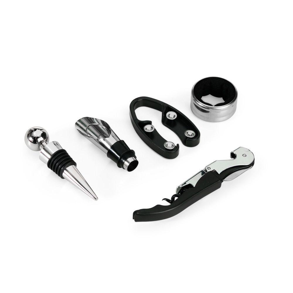 Kit vinho 5 peças GO1666 na cor Preto, brinde personalizado Sky Brindes