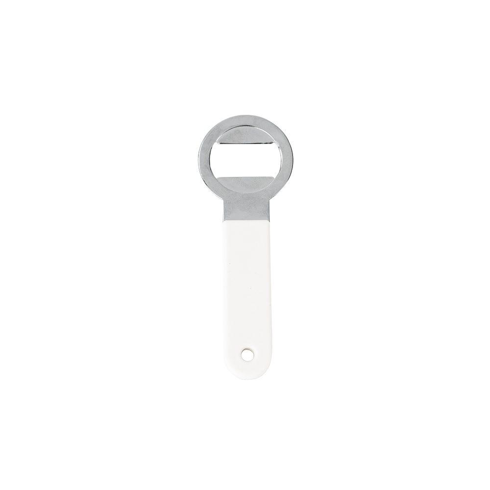 Abridor de garrafa aço GO1672 na cor Branco e inox, brinde personalizado Sky Brindes
