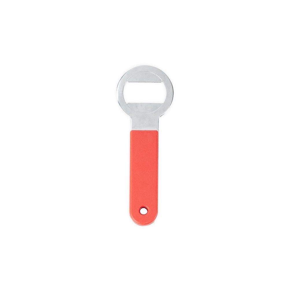 Abridor de garrafa aço GO1672 na cor Vermelho e inox, brinde personalizado Sky Brindes