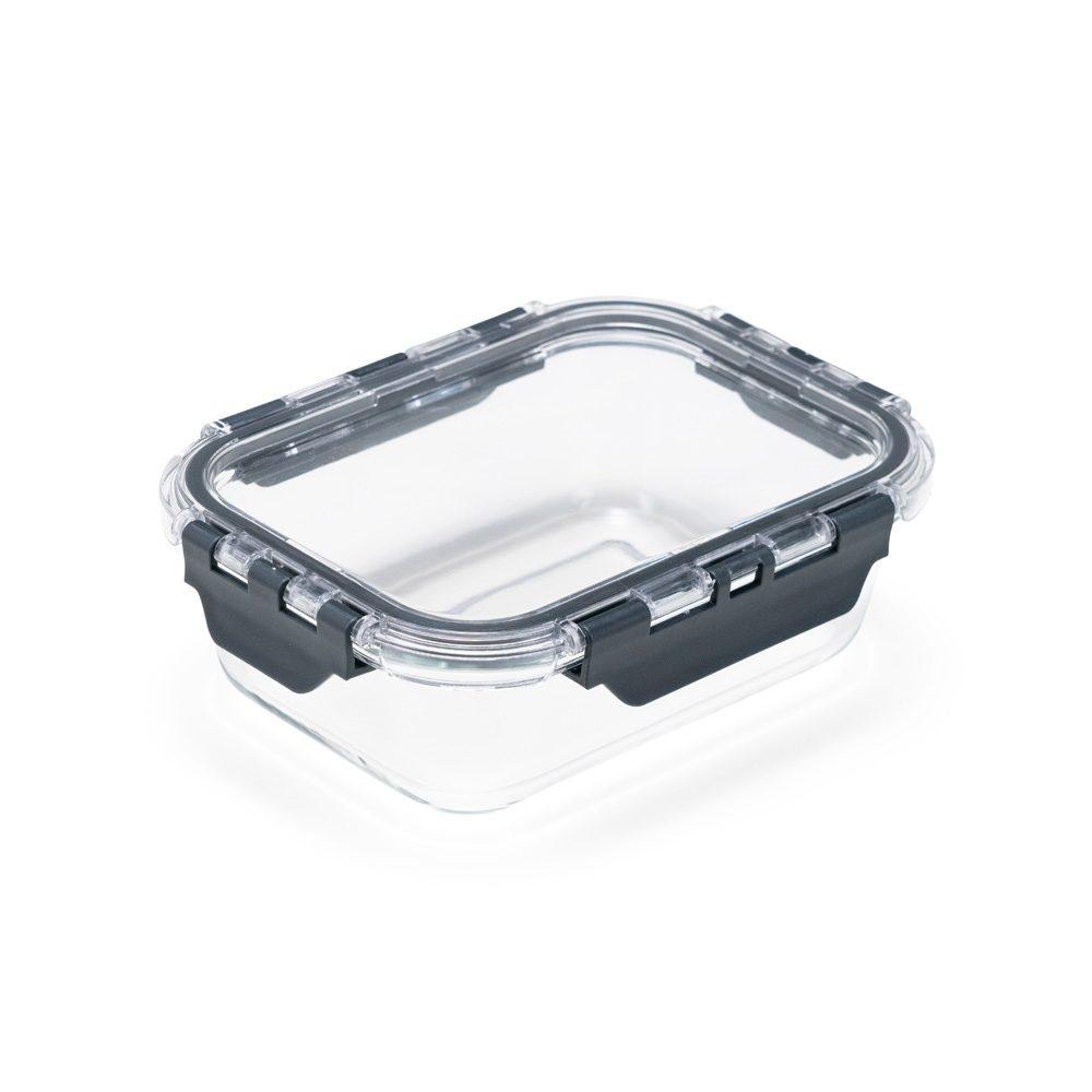 Marmita de vidro 600ml GO1678 na cor Transparente e preto, brinde personalizado Sky Brindes