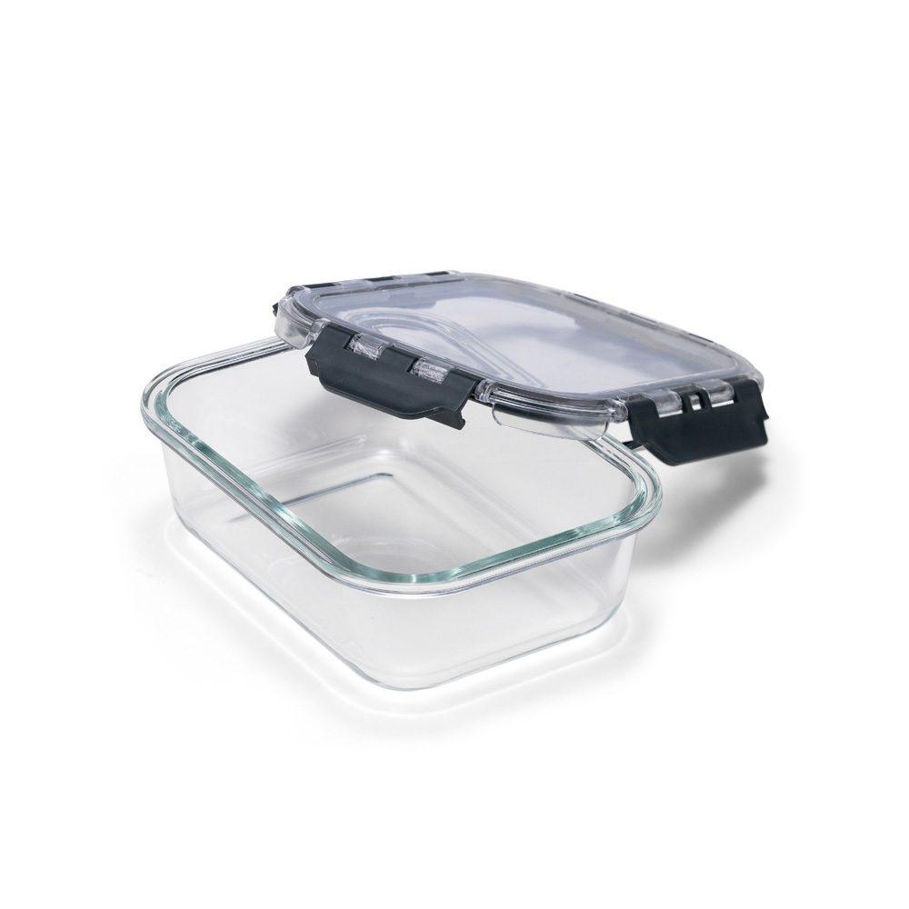 Marmita de vidro 600ml GO1678 na cor Transparente e preto, brinde personalizado Sky Brindes