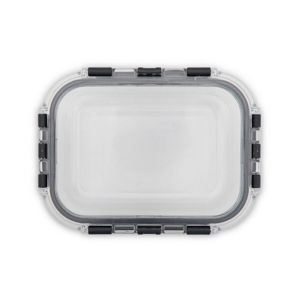 Marmita de vidro 600ml GO1678 na cor Transparente e preto, brinde personalizado Sky Brindes