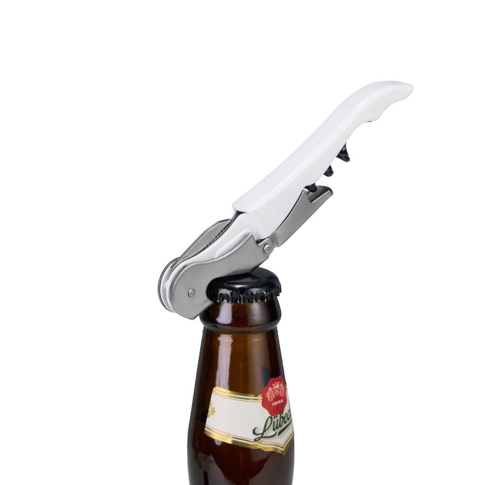 Saca-rolhas metal com 2 estágios GO1680 na cor Branco, brinde personalizado Sky Brindes