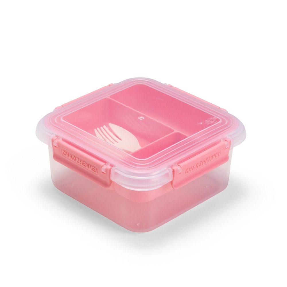 Marmita hermética plástico 1l GO1689 na cor Rosa e branco, brinde personalizado Sky Brindes