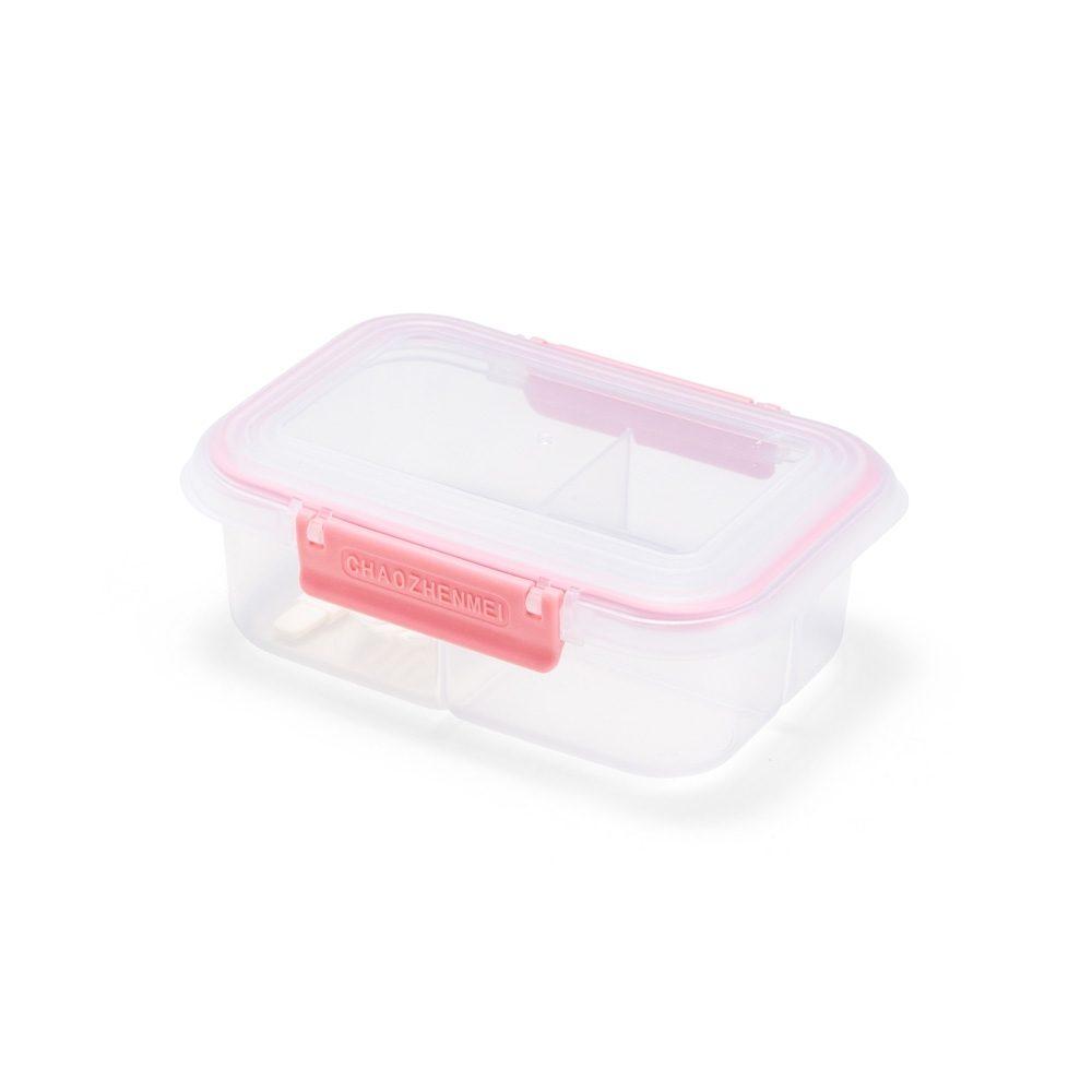 Marmita hermética plástico 650ml GO1690 na cor Rosa e branco, brinde personalizado Sky Brindes