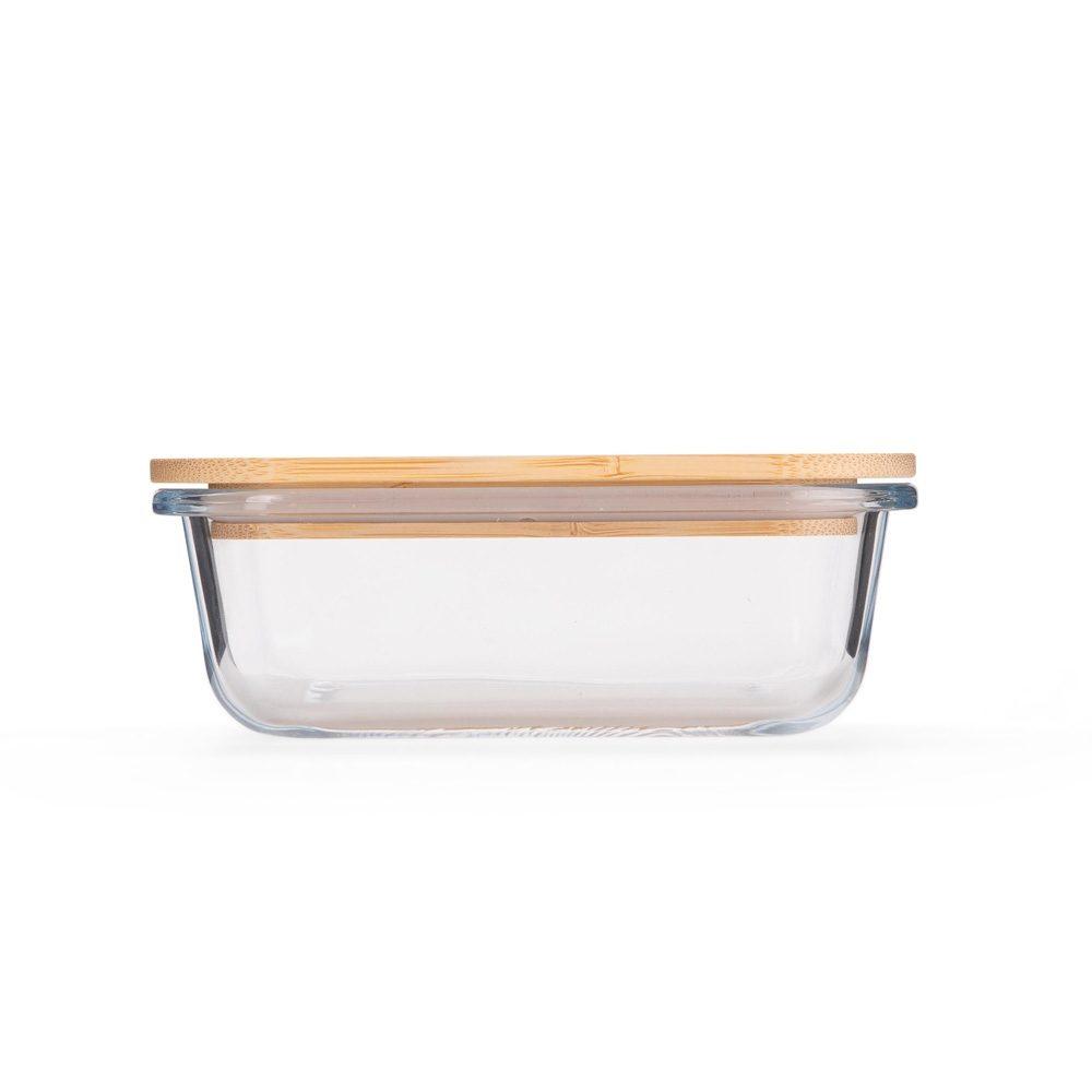 Marmita vidro 300ml GO1692 na cor Transparente e bambu, brinde personalizado Sky Brindes