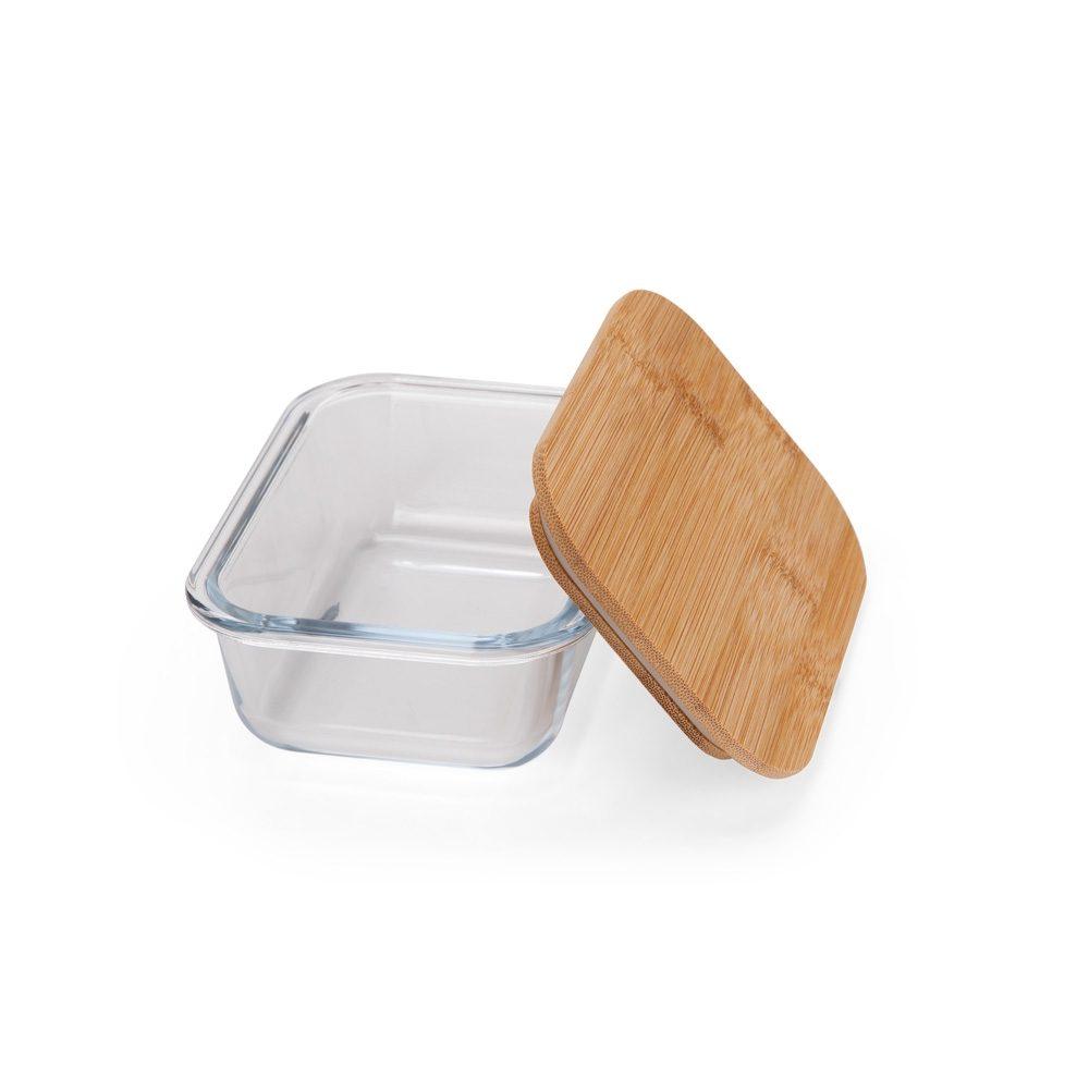 Marmita vidro 300ml GO1692 na cor Transparente e bambu, brinde personalizado Sky Brindes