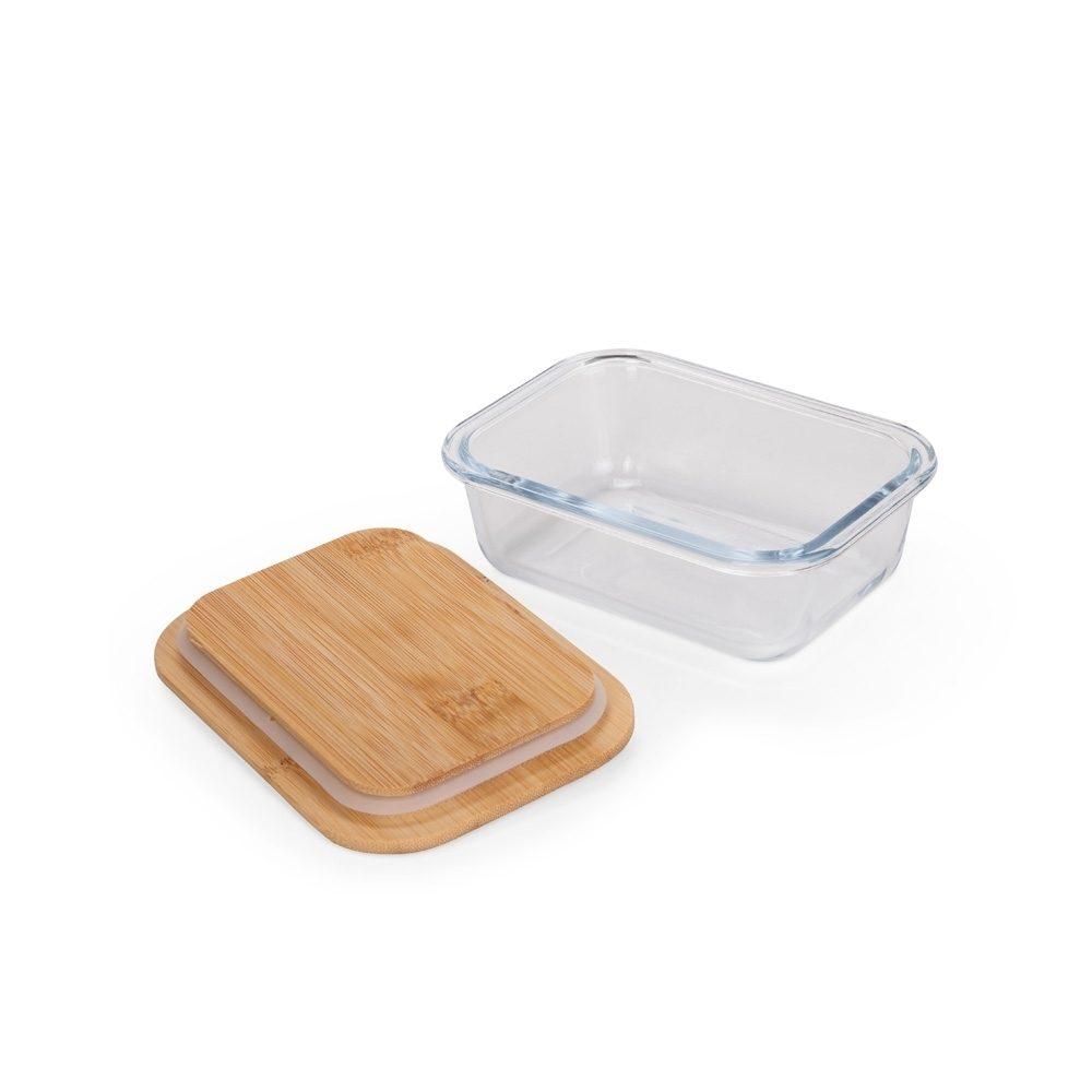 Marmita vidro 300ml GO1692 na cor Transparente e bambu, brinde personalizado Sky Brindes