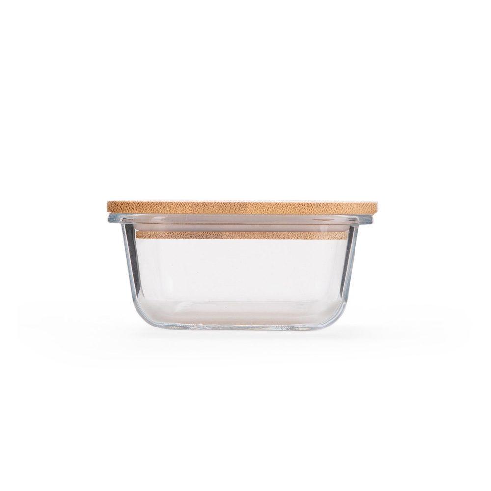Marmita vidro 250 ml GO1693 na cor Transparente e bambu, brinde personalizado Sky Brindes