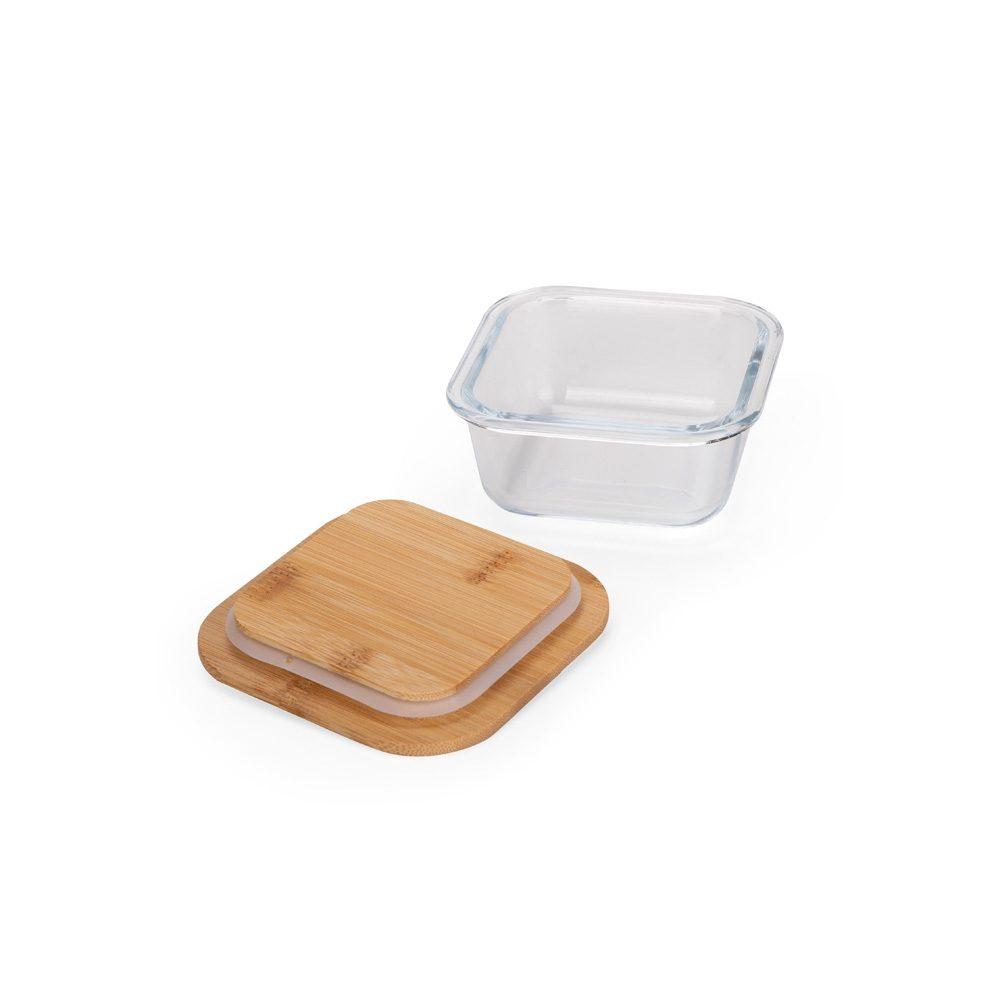 Marmita vidro 250 ml GO1693 na cor Transparente e bambu, brinde personalizado Sky Brindes